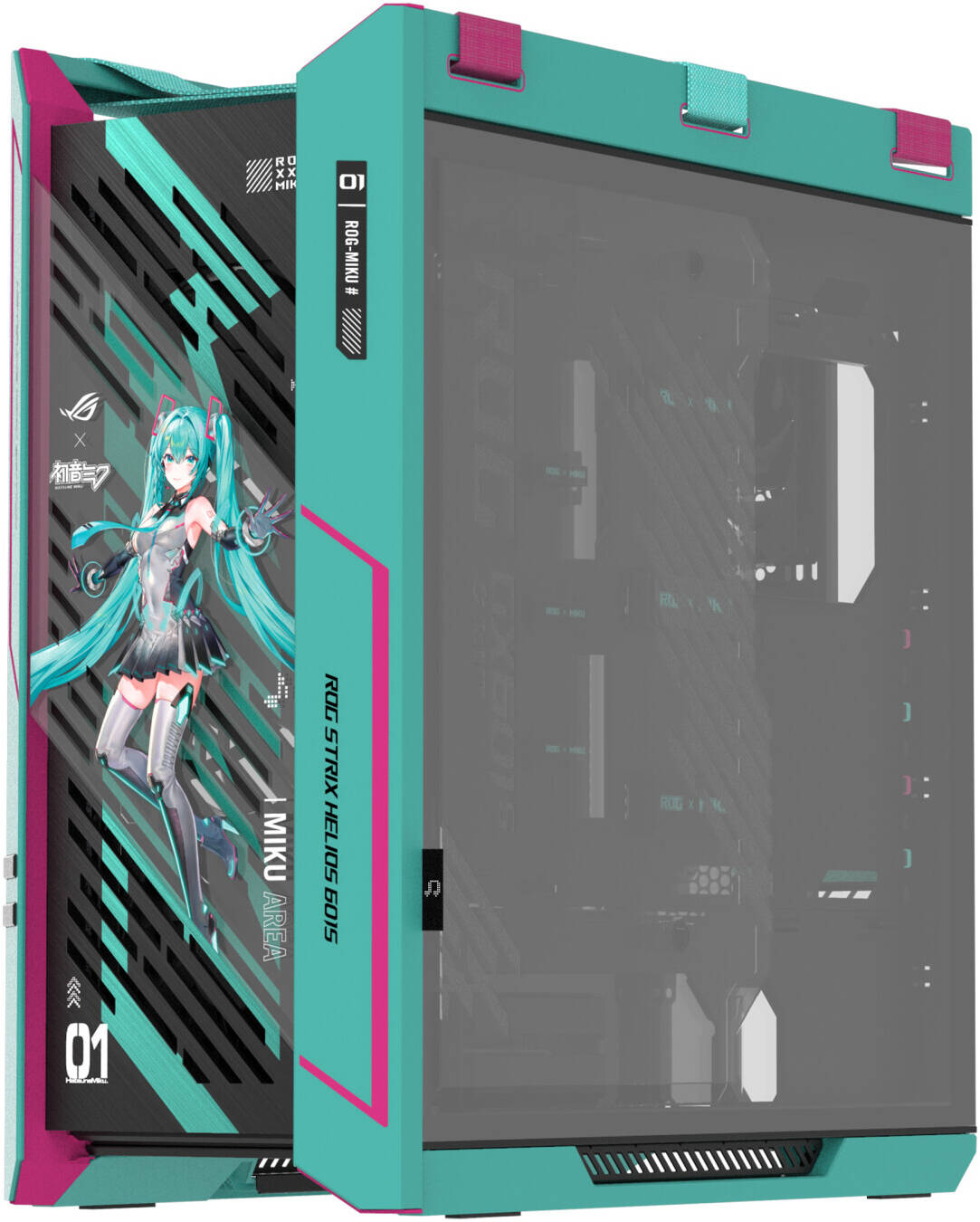 ASUS ROG Strix Helios II Hatsune Miku Edition Mid Tower Computer Case, 4x 140mm Pre-Installed Fans, Up to 420 Radiator & 7x 120mm Fan Support, USB-C 20Gbps, Cable Management | 90DC00W0-B39010