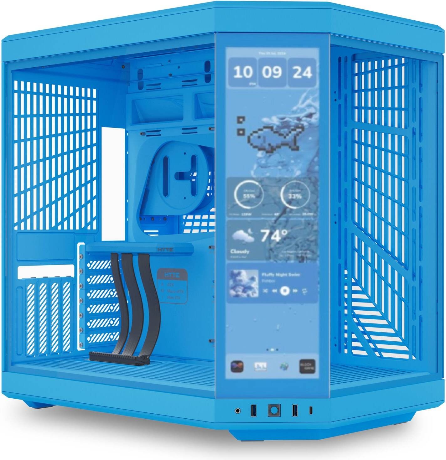 HYTE Y70 Touch Infinite Dual Chamber Mid-Tower ATX PC Gaming Case, Supports Up to 360mm Radiator & 10x 120mm Fans, Nexus Touch, 1x USB-C 3.2 Gen 2, 2x USB-A 3.2 Gen 1, Blueberry Milk | CS-HYTE-Y70-BM
