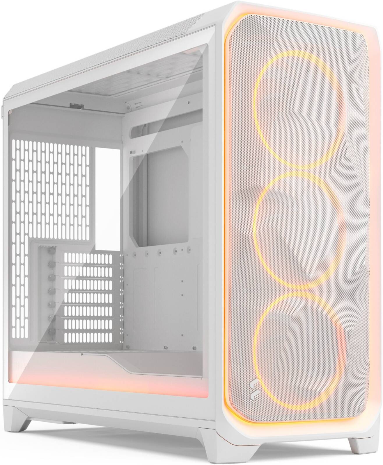 Fractal Design Meshify 3 XL Ambience Pro RGB ATX Full Tower Computer Case, 3x Momentum 14 Fans, Up to 420mm Radiator, Cable Organizers, Clear Tint Glass Panel, Tempered Glass, White | FD-C-MES3X-05