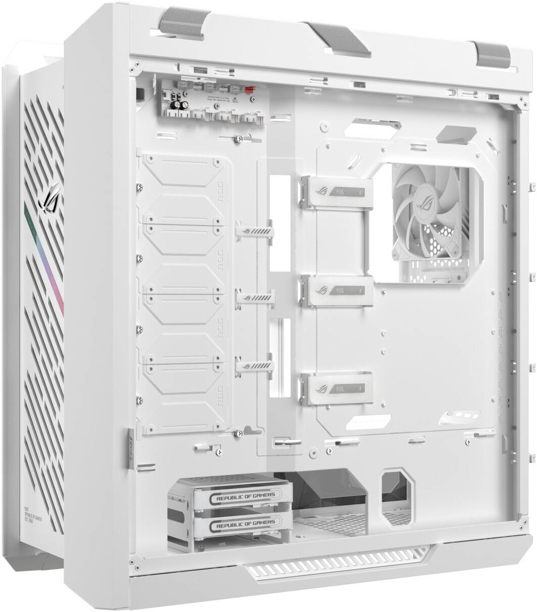 ASUS Strix Helios II GX601S Gaming Mid Tower Computer Case, 4x 140mm Pre-Installed Fans, Up to 420mm Radiator & 7x Fan Support, USB-C 20Gbps, Cable Management, PSU Shroud, White | 90DC00W3-B39000