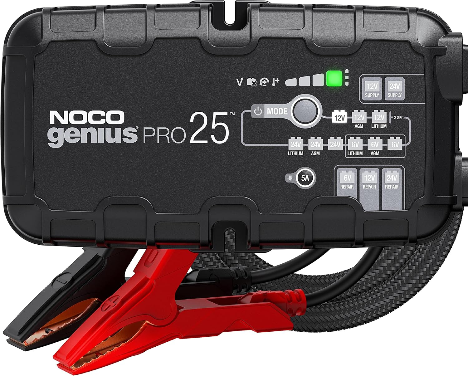 NOCO GENIUSPRO25: 25A 6V/12V/24V Professional Smart Battery Charger – Maintainer, Desulfator & Power Supply with Overcharge Protection & Thermal Compensation – for Lead-Acid & Lithium Batteries