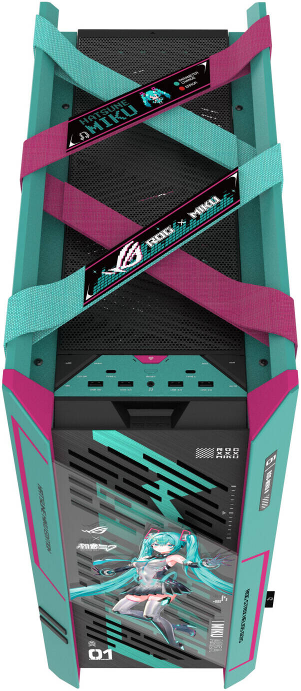 ASUS ROG Strix Helios II Hatsune Miku Edition Mid Tower Computer Case, 4x 140mm Pre-Installed Fans, Up to 420 Radiator & 7x 120mm Fan Support, USB-C 20Gbps, Cable Management | 90DC00W0-B39010