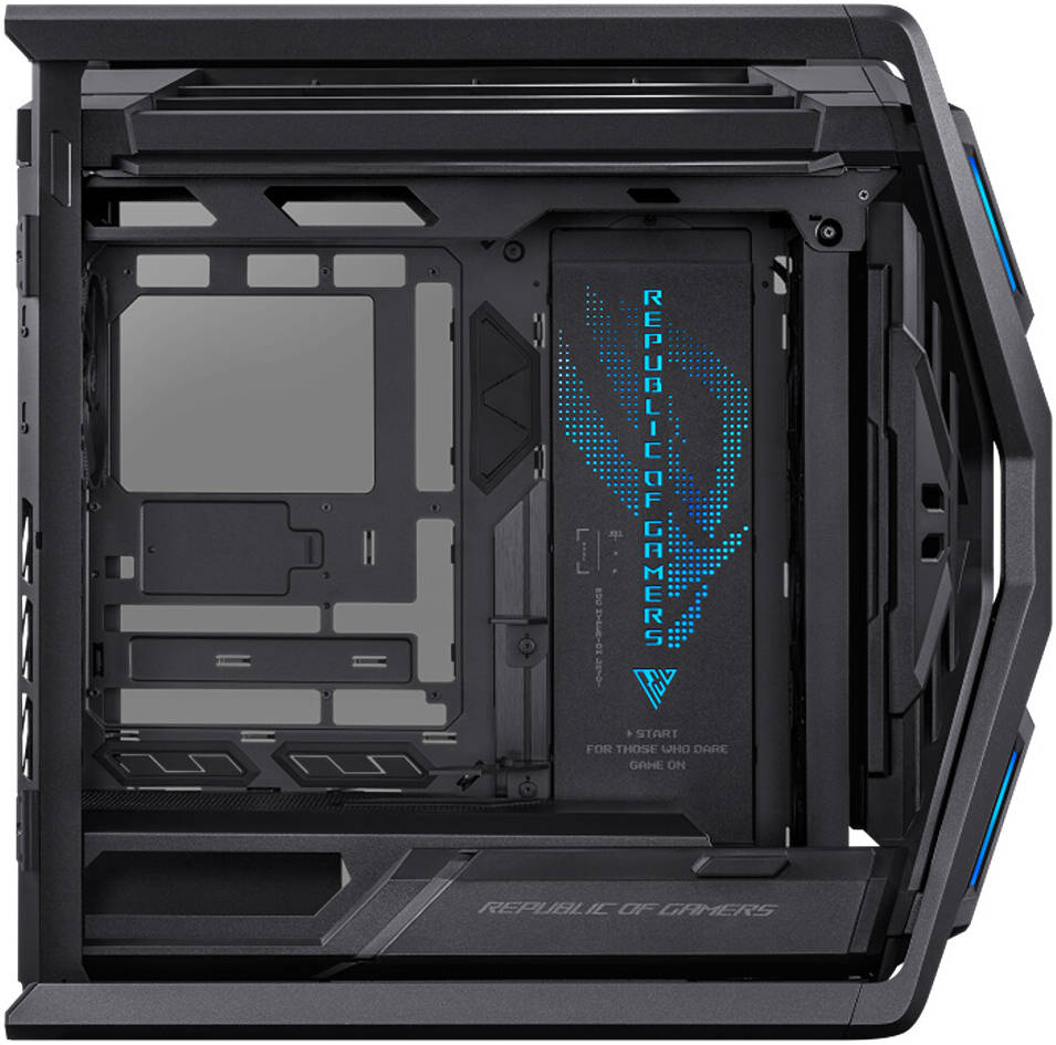 ASUS ROG Hyperion GR701 E-ATX PC Case, BTF Edition, Tempered Glass Side Panels, Up to 420mm Dual Radiator, 4*140mm Fans, Metal GPU Holder, Compnent Storage, ARGB Fan Hub, Black | 90DC00F0-B39020