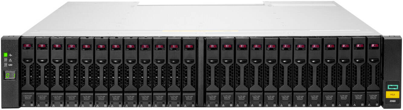 HPE MSA 2062 16Gb Fibre Channel SFF Storage 24 SFF SAS Storage, 6x MSA 2.4TB SAS HDD, 2x AC Power Supplies, 2x 16Gb SW FC SFP 4-Pack