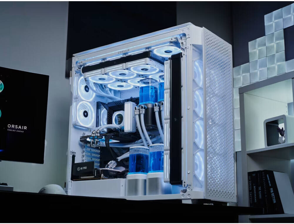 CORSAIR iCUE LINK 9000D RGB AIRFLOW Super Full-Tower PC Case, Up To 18x120mm Fans And 480mm Radiators, High-airflow, 4xUSB 3.2 Type-A, 2xUSB 3.2 Type-C, Audio Out, White | CC-9011274-WW
