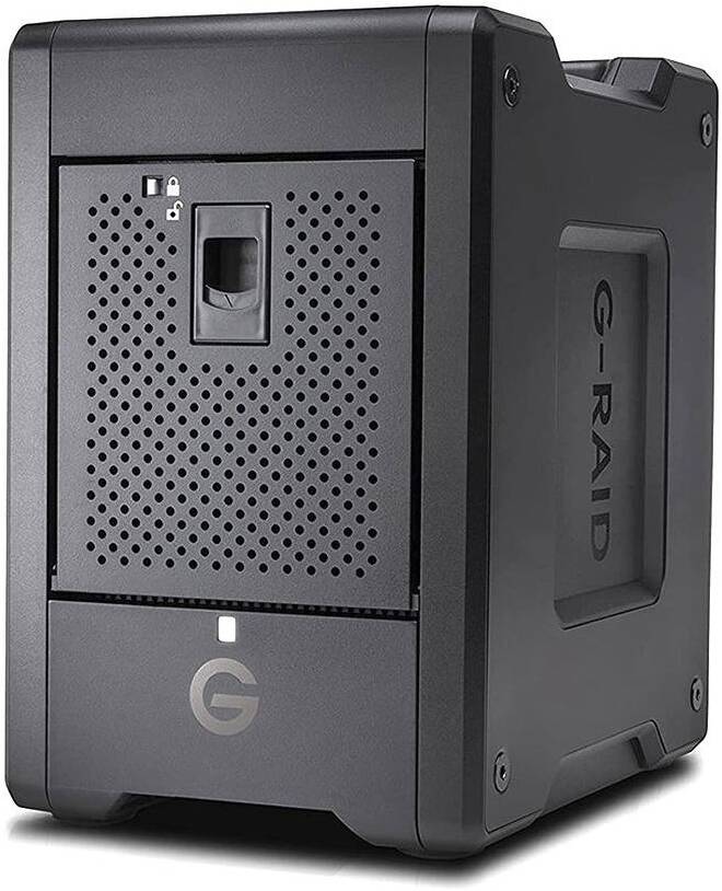 SanDisk Professional 104 TB G-RAID Shuttle 4 Enterprise-Class 4-Bay 3.5" External Hard Drive, 700MB/s Read Speed, 850MB/s Write Speed, TB 3 & USB 3.2 Gen 2, Win & macOS, Black | SDPH34H-104T-MBAAB