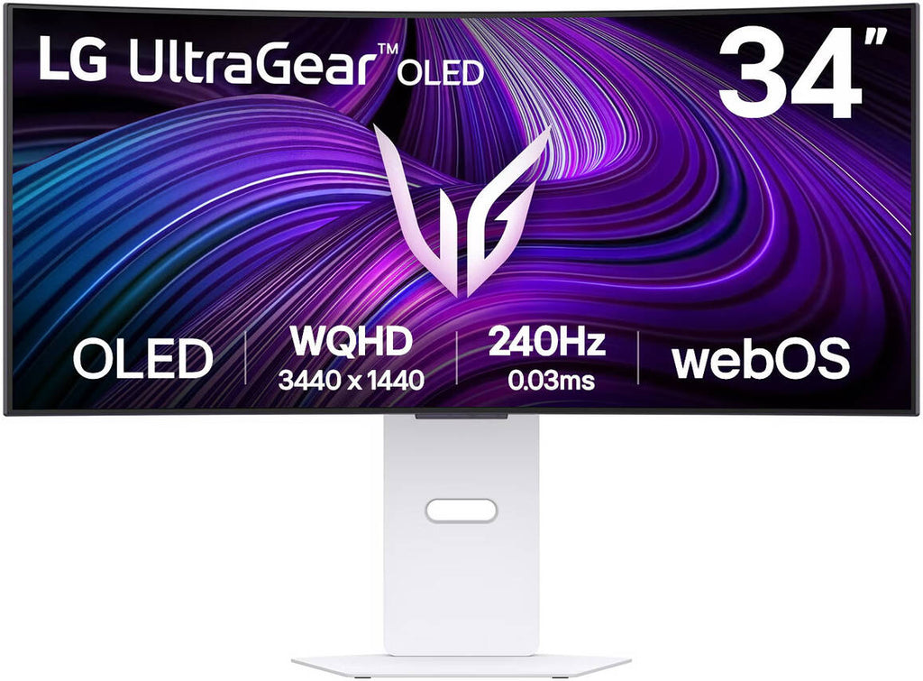 LG UltraGear OLED GX9s Curved Gaming Monitor, 34" WQHD OLED Display, 240Hz Refresh Rate, 0.03ms (GtG) Response Time, AMD FreeSync Premium, VESA Certified AdaptiveSync, White | 34GX90SA-W.AMA