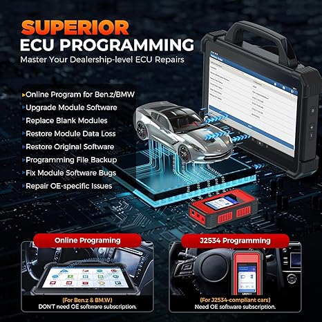 Launch X431 PADVII Elite, 2026 Full Function Diagnostic Scanner, J2534 J2534 Protocol, HD Trucks, EVs, Topology Map, 60+Service,Online Coding, Bidirectional Scan Tool,