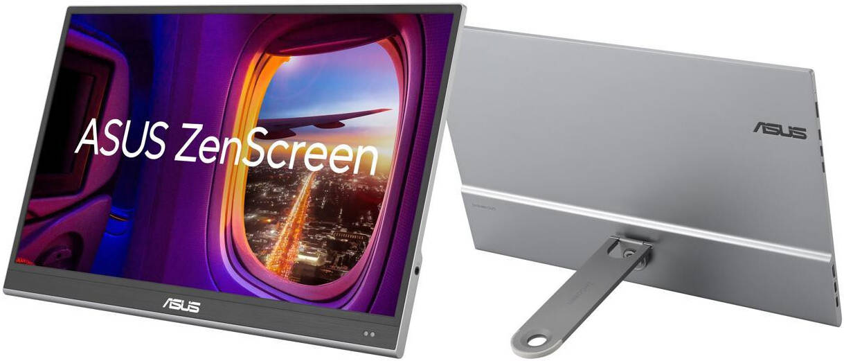 ASUS MQ16AHE ZenScreen OLED Portable Monitor, 16" FHD OLED Display, 60Hz Refresh Rate, 1ms (GTG) Response Time, Flicker-Free, GamePlus, 360° Kickstand, 1073.7M Display Colors, Silver | MQ16AHE