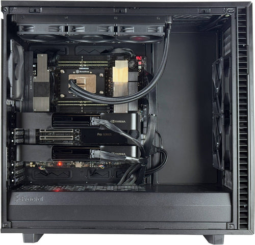 AI Power Workstation - AMD Ryzen Threadripper PRO 9995WX 96C/192T, 2x NVIDIA RTX Pro 6000 Blackwell 96GB, 512GB DDR5, 4TB Gen5 SSD + 24TB HDD, 2200W PSU, 360mm Liquid Cooler