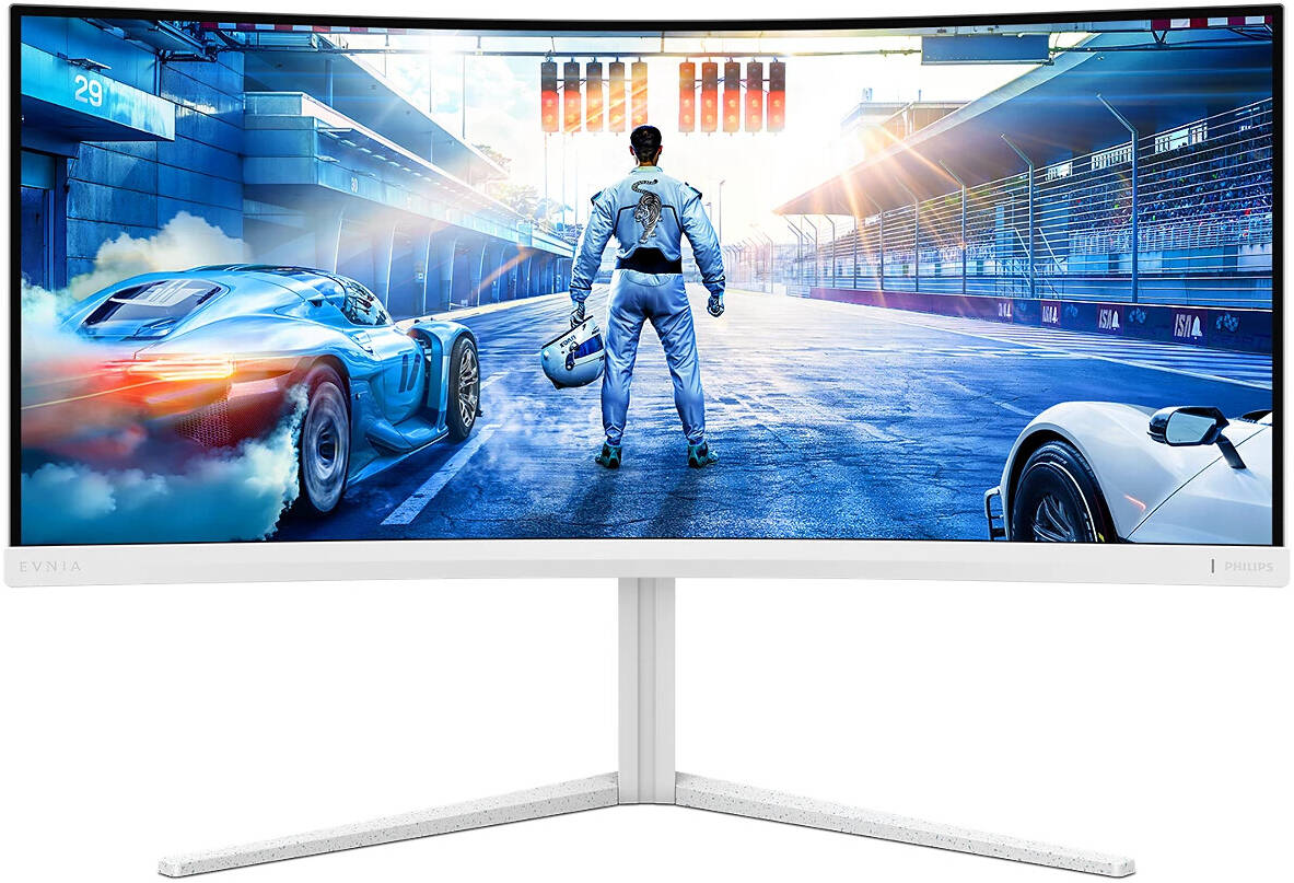Philips Evnia 5000 Gaming Curved Monitor, 34" VA Display, WQHD Resolution, 180Hz Refresh Rate, 1ms (GtG) Response Time, 1500R Curvature, SmartImage Game Enhancement, White | 34M2C5501A