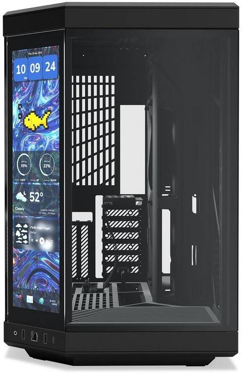 HYTE Y70 Touch Infinite Dual Chamber Mid-Tower ATX Computer Case, 14.5" 688 x 2560 (2.5K) Touch Display, Up to 10 Fans & 360mm Radiator Support, Black | CS-HYTE-Y70TTI-BB