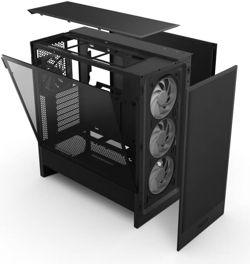 NZXT H5 Flow RGB Edition Compact ATX Mid-Tower Airflow Case, 1x F360 RGB Core & 1x F120Q Pre-Installed Fan, SGCC Steel, Dark Tinted Tempered Glass Materials, Black | CC-H52FB-R1