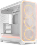 Fractal Design Meshify 3 XL Ambience Pro RGB ATX Full Tower Computer Case, 3x Momentum 14 Fans, Up to 420mm Radiator, Cable Organizers, Clear Tint Glass Panel, Tempered Glass, White | FD-C-MES3X-05