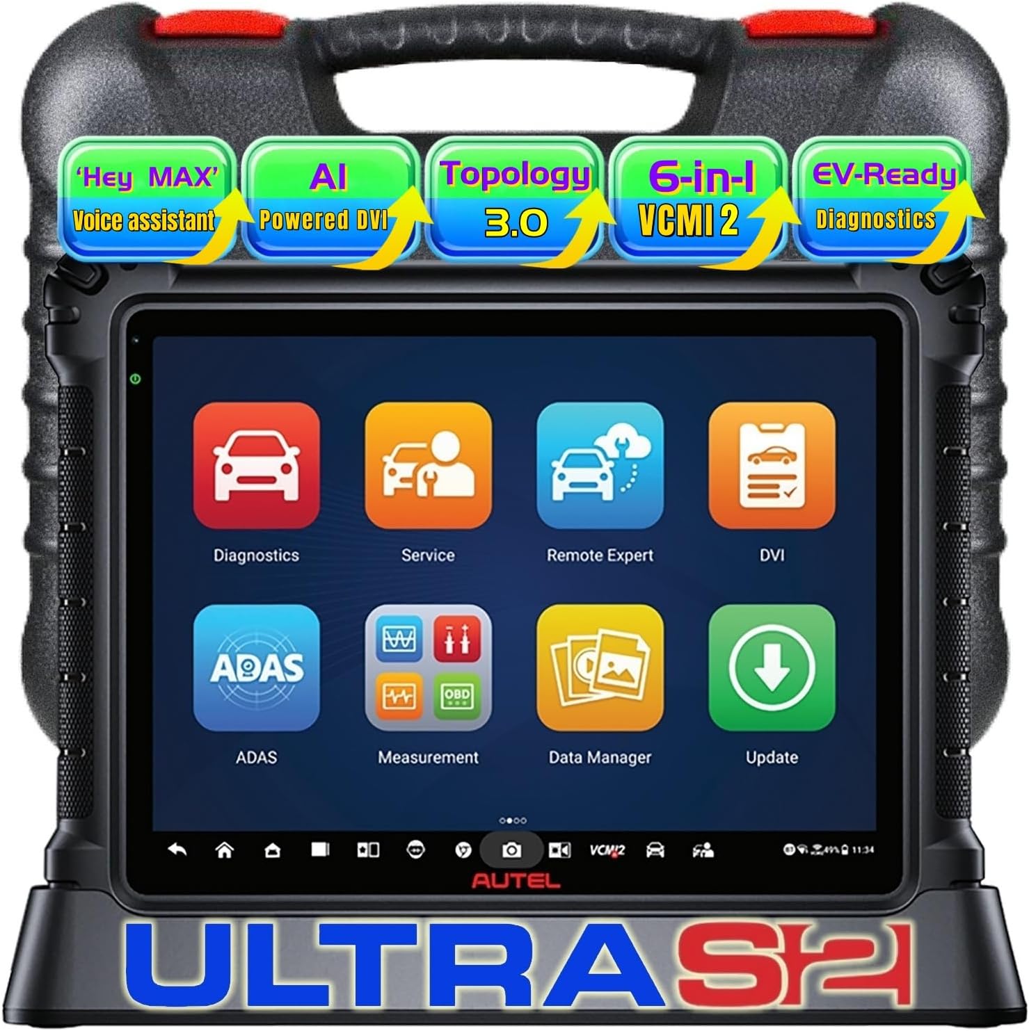 Autel MaxiSYS Ultra S2 OBD2 Scanner, New Diagnostic with AI, Upgraded MS Ultra, 6-in-1 VCMI2, Topology 3.0, EV Tests, WiFi 6, 48+ Services, Motor Truspeed Repair, Multi-Point DVI, ECU Programming
