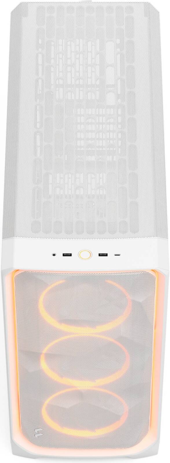 Fractal Design Meshify 3 XL Ambience Pro RGB ATX Full Tower Computer Case, 3x Momentum 14 Fans, Up to 420mm Radiator, Cable Organizers, Clear Tint Glass Panel, Tempered Glass, White | FD-C-MES3X-05