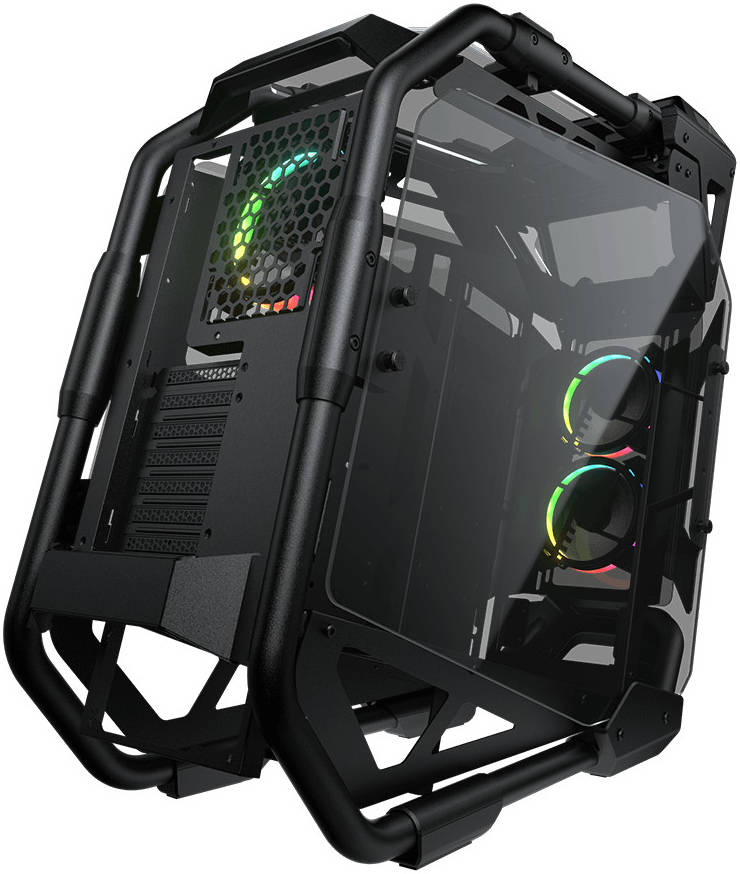 COUGAR CRATUS ATX Mid-Tower RGB Case with Variety Customization & Convection Dynamics, Temp Glass, Up to 360mm Radiator & 9*120mm Fans, Dynamic Lighting, USB 3.0/Type-C, Back | 385LMS0.0001