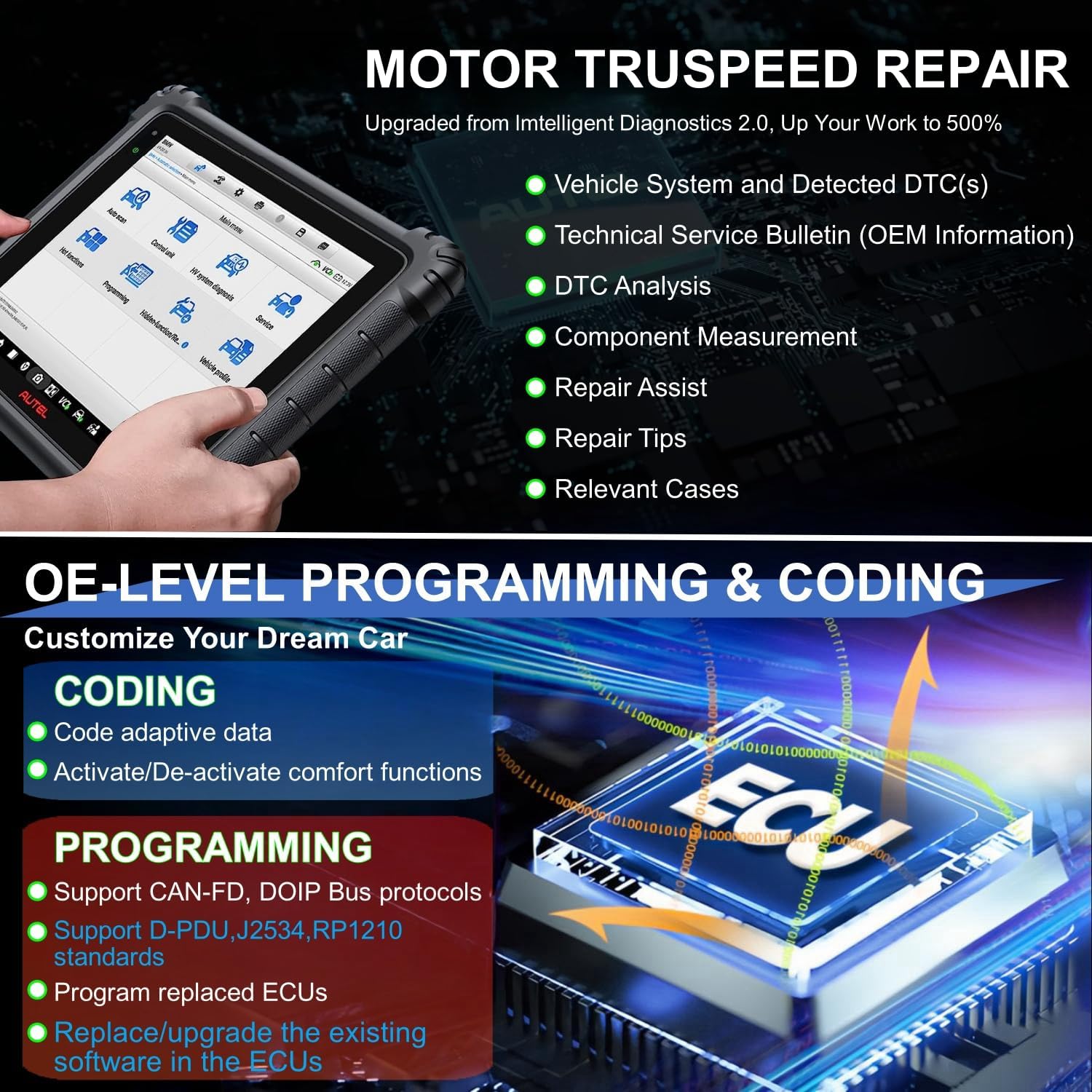 Autel MaxiSys Ultra EV Scanner, 2026 Top EV Intelligent Scan Diagnostic Tool, with 5-in-1 VCMI & EVDiag KIT, High-Voltage System & Battery Pack Analysis, Up of Ultra/ MS919/ MS909 EV, E-C*U Program